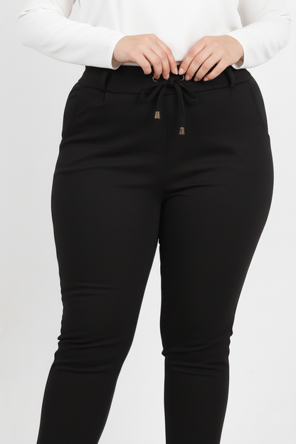 Comforta Büyük Beden Arka Bel Lastikli Pantolon Siyah