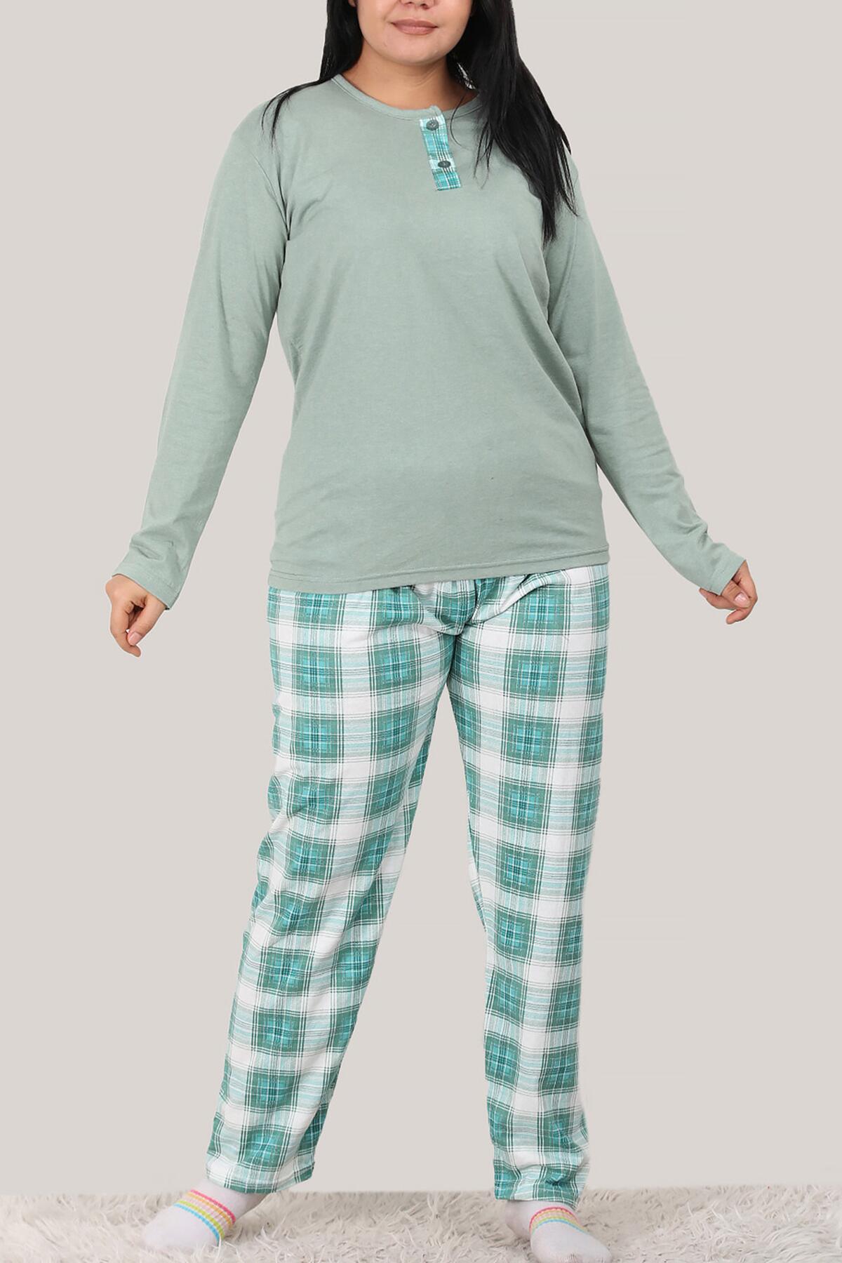 Büyük Beden Organik Pamuk Pijama Takımı Yeşil | Patırtı