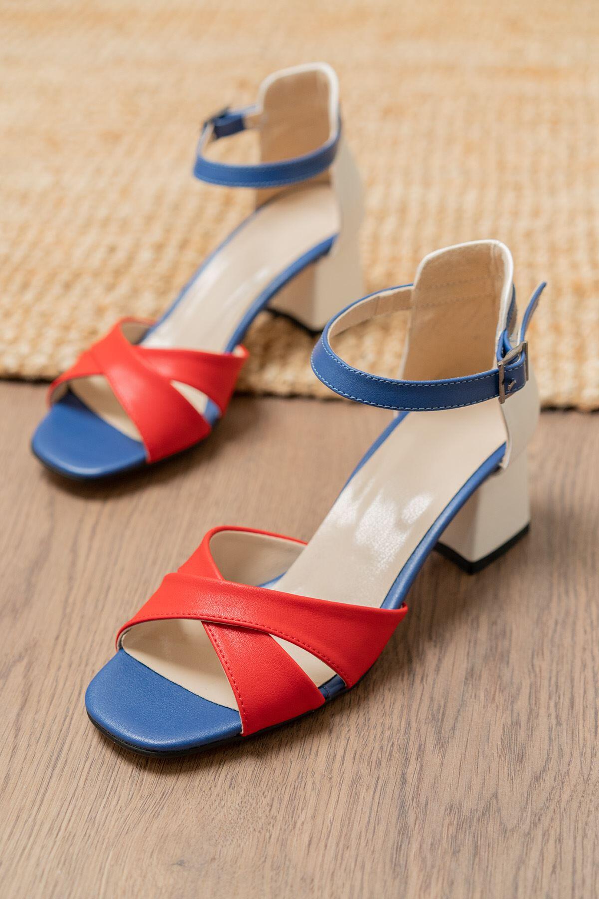 Rosita Renkli Cilt Topuklu Kadın Ayakkabı Nar | Patırtı