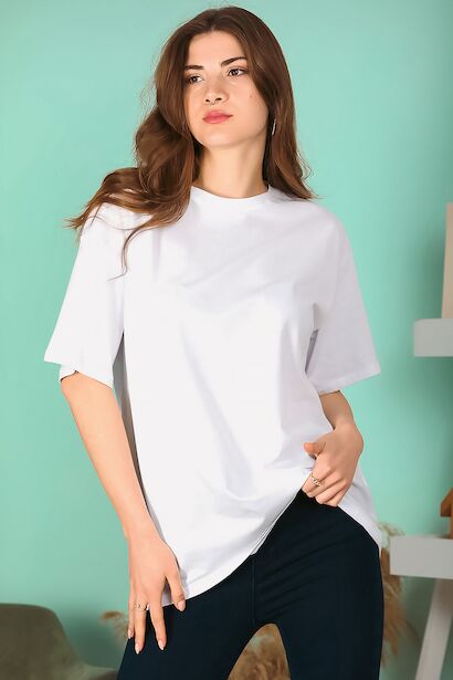 Kadın Oversize T-shirt  Beyaz