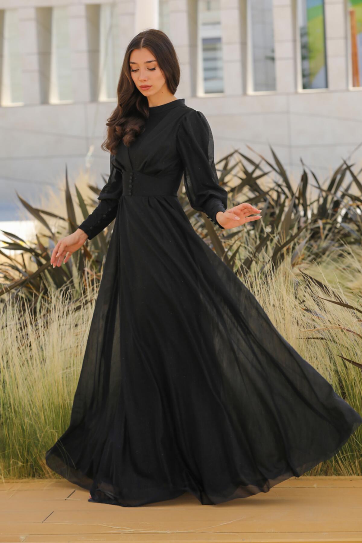 Kadın Uzun Abiye Elbise Siyah | Patırtı