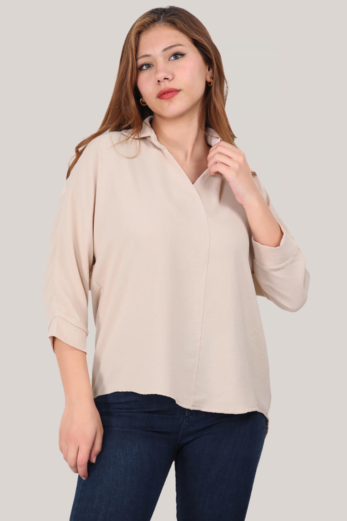 Kadın Gömlek Yaka Bluz Taş | Patırtı