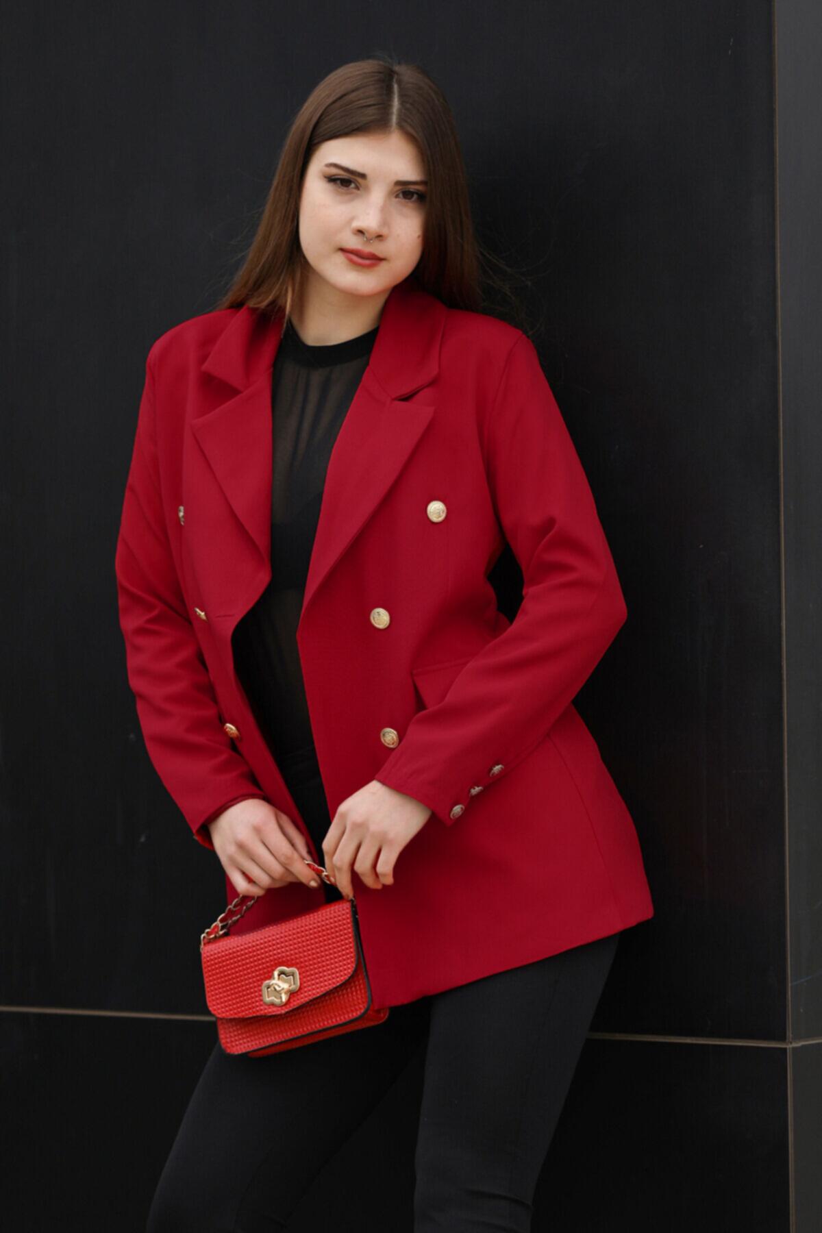 Kadın Blazer Ceket Kırmızı | Patırtı