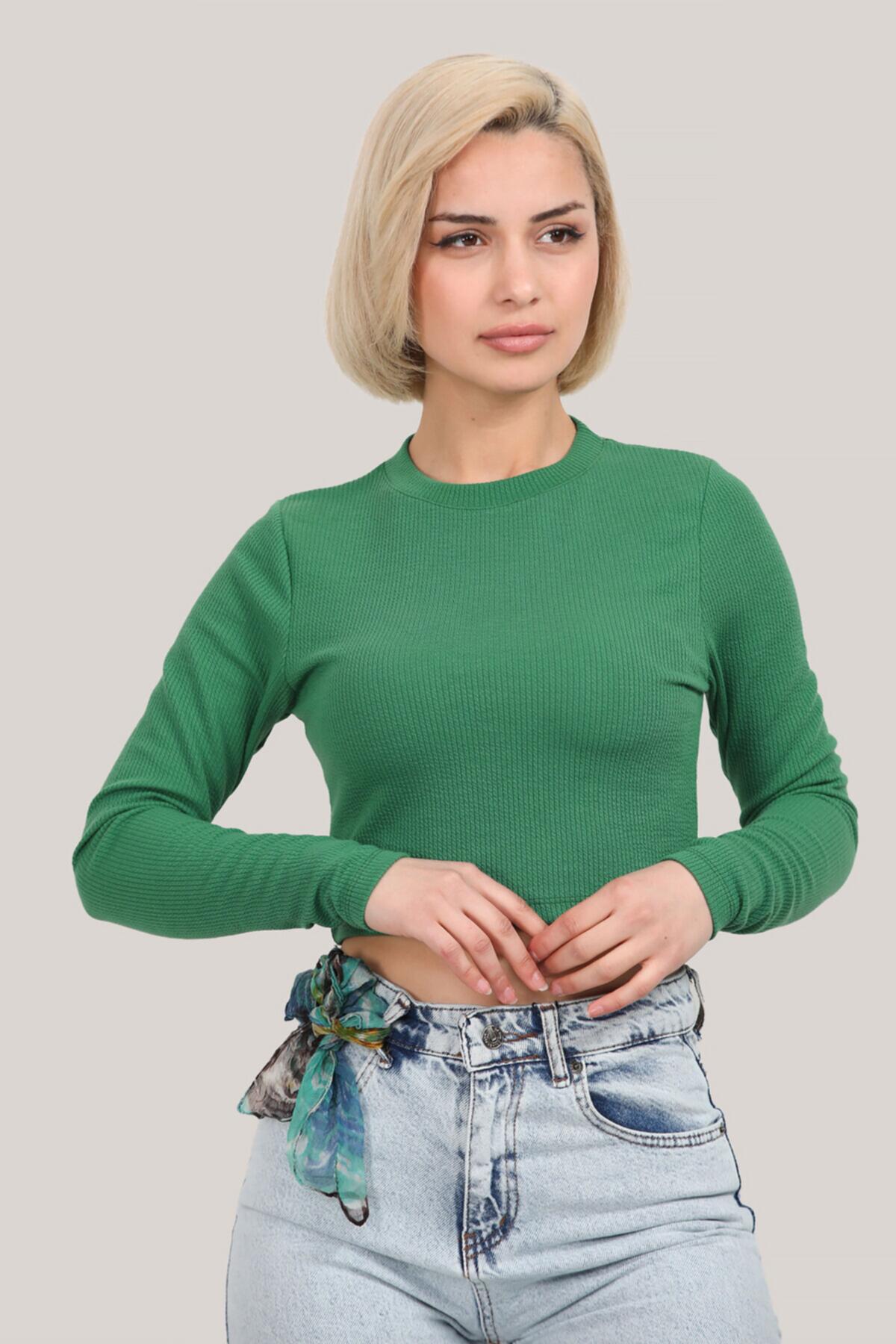 Kadın Uzun Kollu Bluz Yeşil | Patırtı