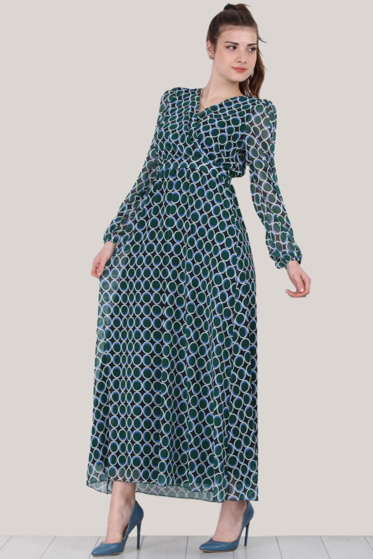 Kadın Günlük Uzun Şifon Elbise Çok Renkli | Patırtı